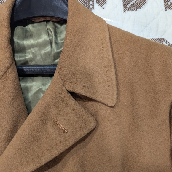 Men's Double-Breasted Brown Coat Curlee Wool, Car Coat, Vintage - Picture 2 of 14